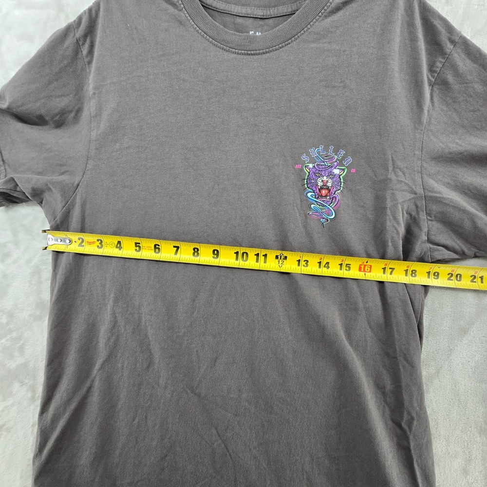 Sullen Mens Medium T-Shirt Gray Purple Anti Panther Neon Graphic Tattoo Art Tee - Picture 6 of 8